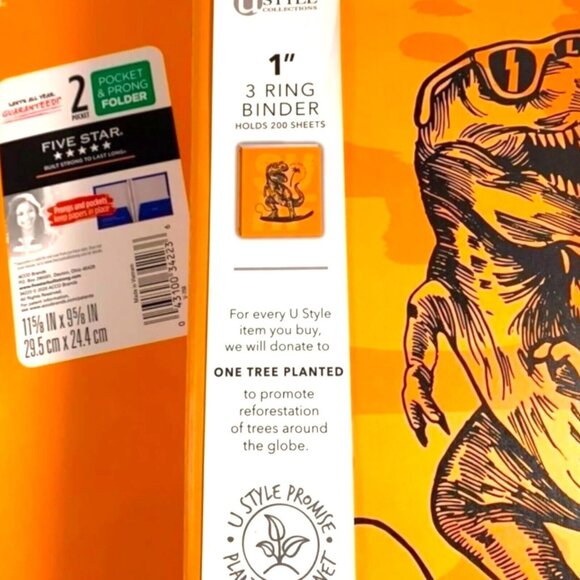 T-Rex Surfing & Skateboard Ring Binders, Dino Composition, 2 Mead 5 Star Folders - Picture 7 of 12